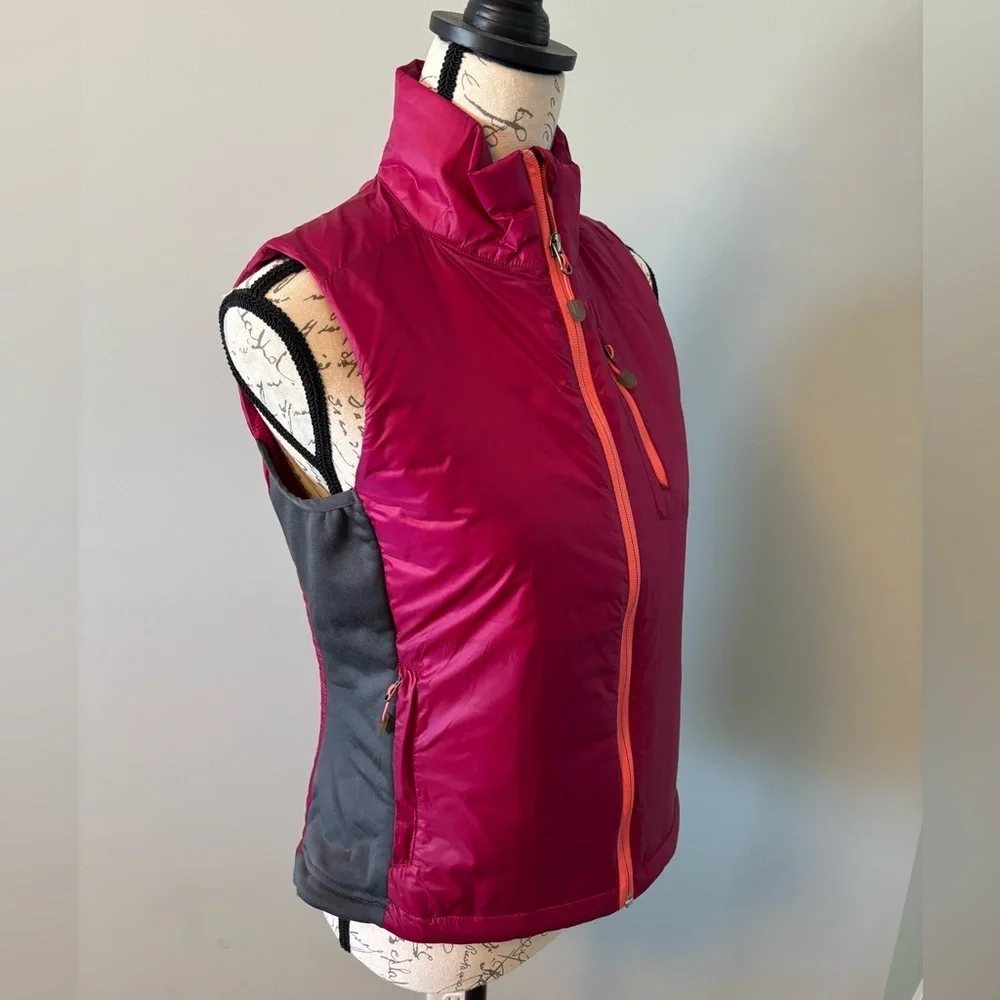 Land’s End Lightweight Puffer Vest Fuchsia Pink Orange Outdoor Hiking Running XS - Picture 5 of 7